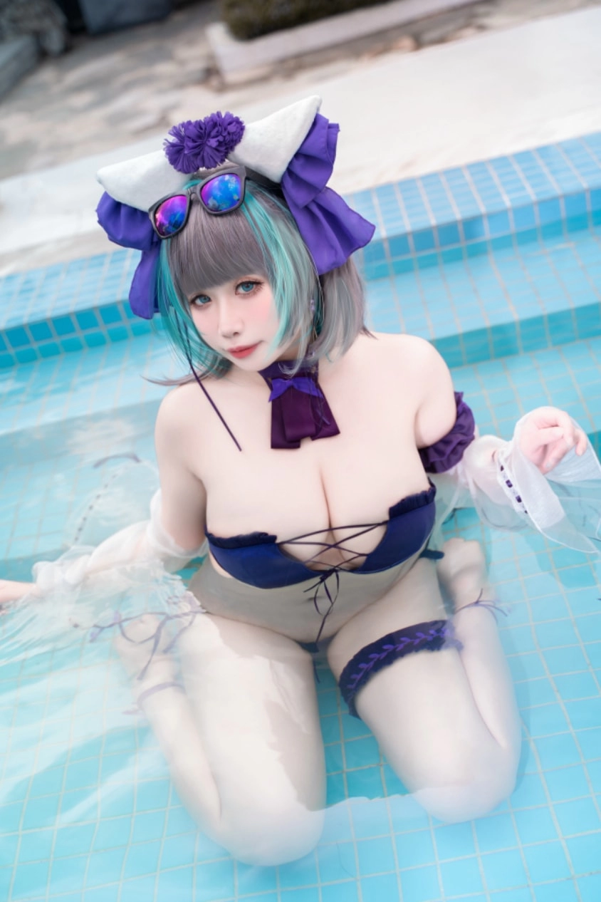 贞子蜜桃 – NO.16 碧蓝航线 柴郡泳装 [60P1V-1.19GB]-尤坊沐