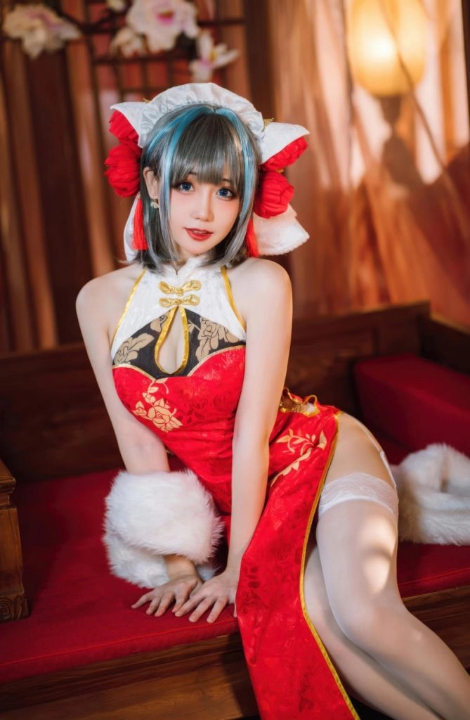 焖焖碳 NO.046 碧蓝航线-柴郡新春旗袍[29P-180MB]-尤坊沐